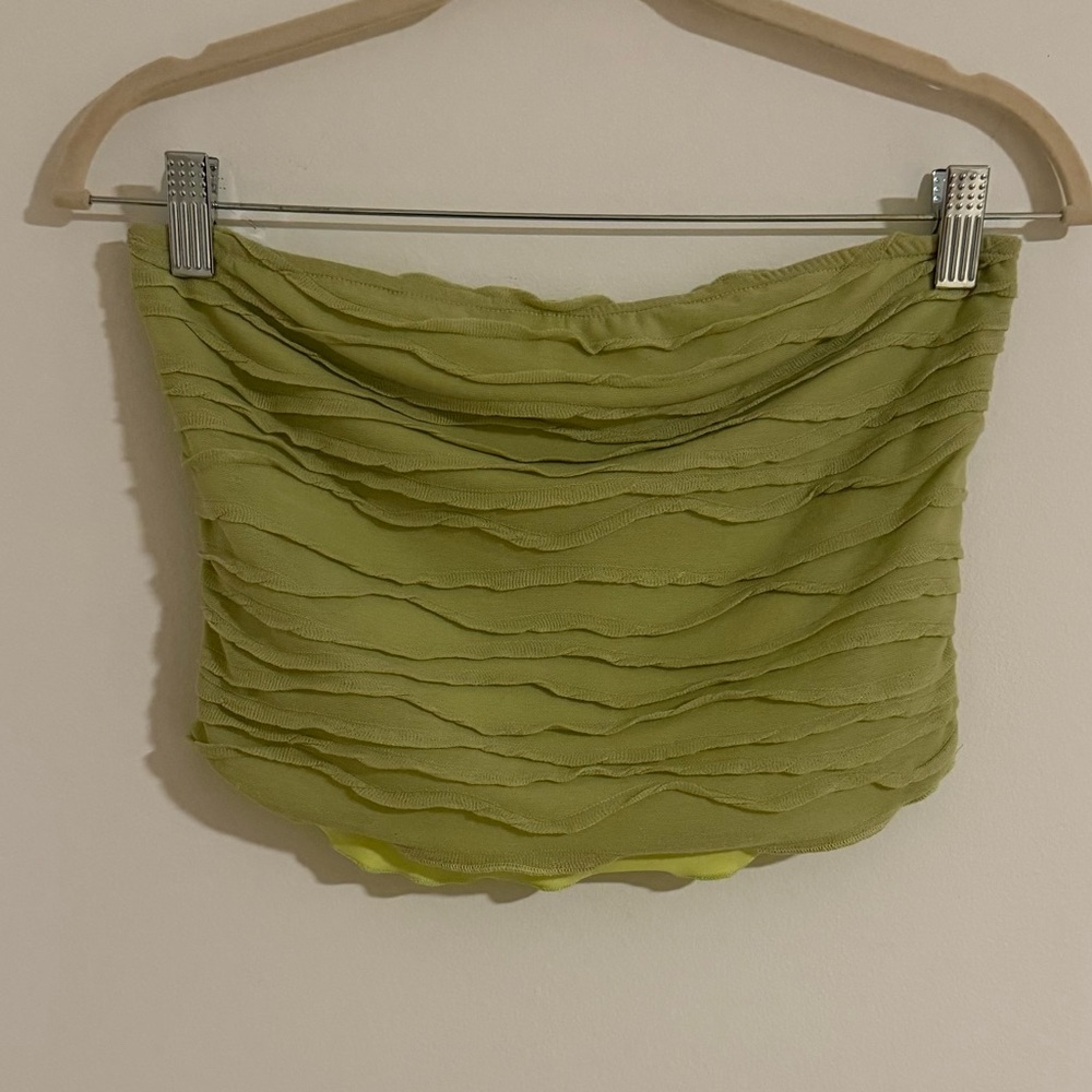 Green Ruched Tube Top